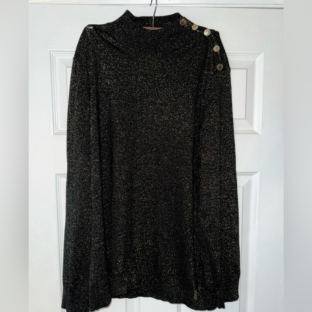 Calvin Klein Black and Gold Turtleneck Sweater Size XL